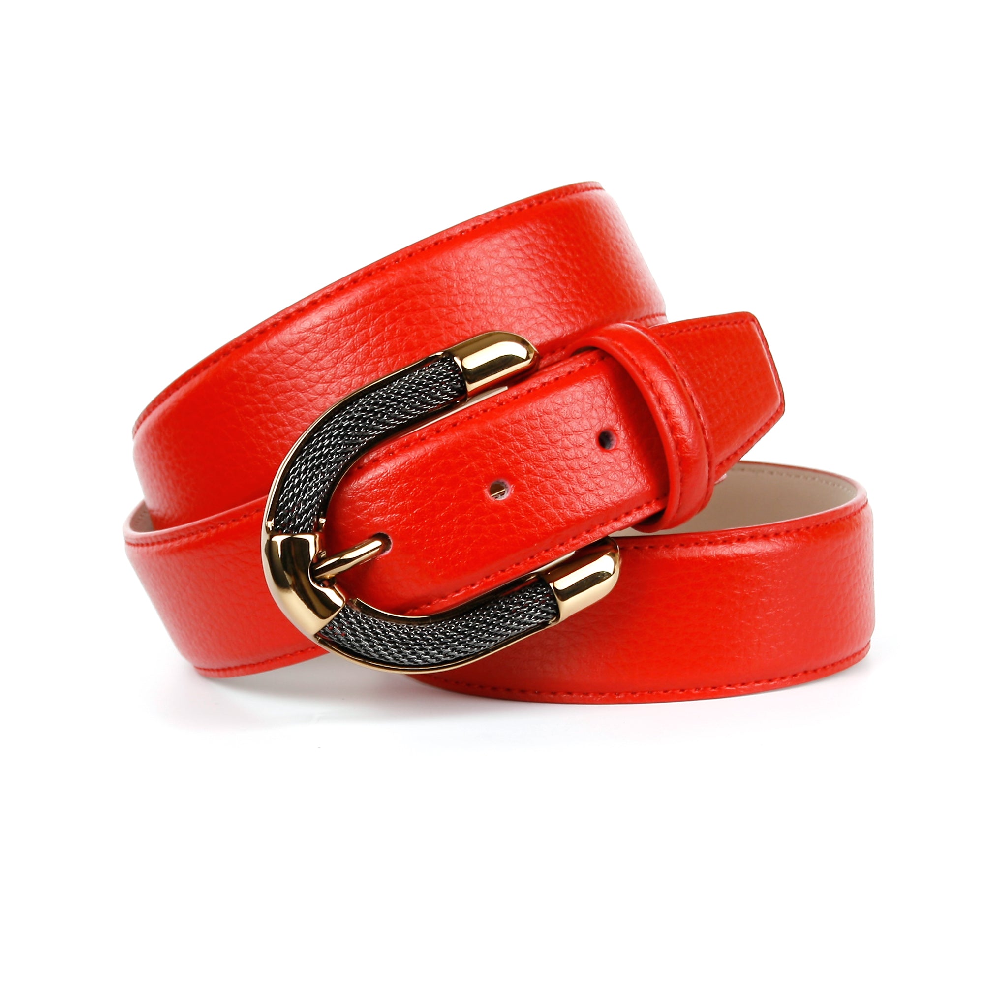 Femininer Ledergürtel in aufwendiger Schmuck-Schließe mit – anthonicrown Rot